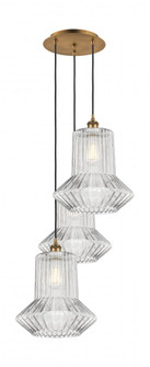 Springwater - 3 Light - 19 inch - Brushed Brass - Cord Hung - Multi Pendant (3442|113B-3P-BB-G212)
