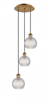 Athens - 3 Light - 12 inch - Brushed Brass - Cord Hung - Multi Pendant (3442|113B-3P-BB-G122C-6CL)