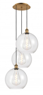 Athens - 3 Light - 18 inch - Brushed Brass - Cord Hung - Multi Pendant (3442|113B-3P-BB-G122-12)