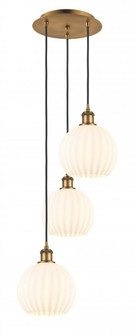 White Venetian - 3 Light - 15 inch - Brushed Brass - Cord Hung - Multi Pendant (3442|113B-3P-BB-G1217-8WV)