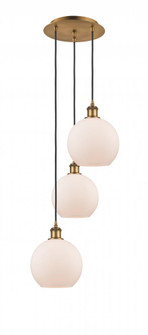 Athens - 3 Light - 15 inch - Brushed Brass - Cord Hung - Multi Pendant (3442|113B-3P-BB-G121-8)