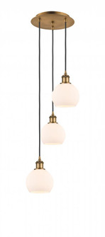 Athens - 3 Light - 12 inch - Brushed Brass - Cord Hung - Multi Pendant (3442|113B-3P-BB-G121-6)