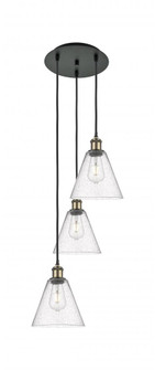 Berkshire - 3 Light - 15 inch - Black Antique Brass - Cord Hung - Multi Pendant (3442|113B-3P-BAB-GBC-84)