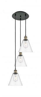Berkshire - 3 Light - 15 inch - Black Antique Brass - Cord Hung - Multi Pendant (3442|113B-3P-BAB-GBC-82)
