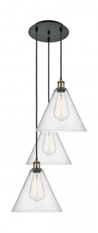 Berkshire - 3 Light - 19 inch - Black Antique Brass - Cord Hung - Multi Pendant (3442|113B-3P-BAB-GBC-124)