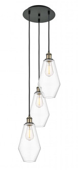 Cindyrella - 3 Light - 14 inch - Black Antique Brass - Cord Hung - Multi Pendant (3442|113B-3P-BAB-G652-7)