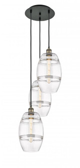 Vaz - 3 Light - 15 inch - Black Antique Brass - Cord Hung - Multi Pendant (3442|113B-3P-BAB-G557-8CL)