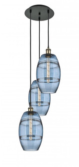 Vaz - 3 Light - 15 inch - Black Antique Brass - Cord Hung - Multi Pendant (3442|113B-3P-BAB-G557-8BL)