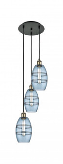 Vaz - 3 Light - 12 inch - Black Antique Brass - Cord Hung - Multi Pendant (3442|113B-3P-BAB-G557-6BL)