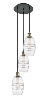 Vaz - 3 Light - 12 inch - Black Antique Brass - Cord Hung - Multi Pendant (3442|113B-3P-BAB-G557-6CL)