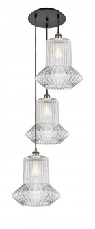 Springwater - 3 Light - 19 inch - Black Antique Brass - Cord Hung - Multi Pendant (3442|113B-3P-BAB-G212)