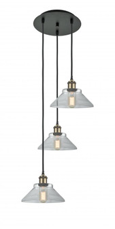 Orwell - 3 Light - 15 inch - Black Antique Brass - Cord Hung - Multi Pendant (3442|113B-3P-BAB-G132)
