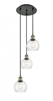 Athens - 3 Light - 12 inch - Black Antique Brass - Cord Hung - Multi Pendant (3442|113B-3P-BAB-G124-6)