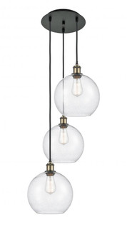Athens - 3 Light - 17 inch - Black Antique Brass - Cord Hung - Multi Pendant (3442|113B-3P-BAB-G124-10)