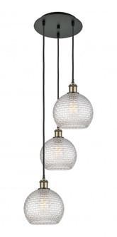 Athens - 3 Light - 15 inch - Black Antique Brass - Cord Hung - Multi Pendant (3442|113B-3P-BAB-G122C-8CL)