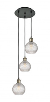 Athens - 3 Light - 12 inch - Black Antique Brass - Cord Hung - Multi Pendant (3442|113B-3P-BAB-G122C-6CL)