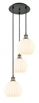 White Venetian - 3 Light - 15 inch - Black Antique Brass - Cord Hung - Multi Pendant (3442|113B-3P-BAB-G1217-8WV)