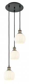 White Venetian - 3 Light - 13 inch - Black Antique Brass - Cord Hung - Multi Pendant (3442|113B-3P-BAB-G1217-6WV)