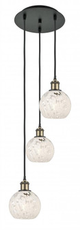 White Mouchette - 3 Light - 13 inch - Black Antique Brass - Cord Hung - Multi Pendant (3442|113B-3P-BAB-G1216-6WM)