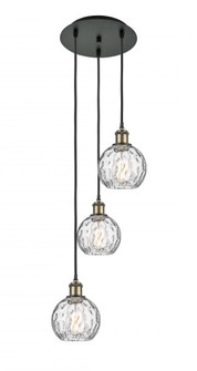 Athens Water Glass - 3 Light - 13 inch - Black Antique Brass - Cord Hung - Multi Pendant (3442|113B-3P-BAB-G1215-6)