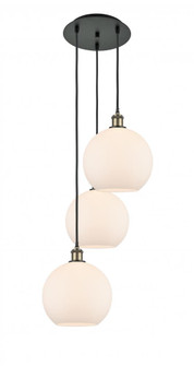 Athens - 3 Light - 17 inch - Black Antique Brass - Cord Hung - Multi Pendant (3442|113B-3P-BAB-G121-10)