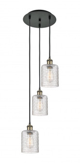 Cobbleskill - 3 Light - 12 inch - Black Antique Brass - Cord Hung - Multi Pendant (3442|113B-3P-BAB-G112C-5CL)