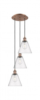 Berkshire - 3 Light - 15 inch - Antique Copper - Cord Hung - Multi Pendant (3442|113B-3P-AC-GBC-84)