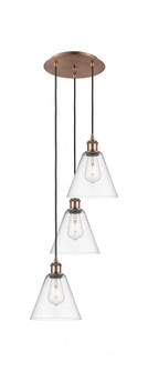 Berkshire - 3 Light - 15 inch - Antique Copper - Cord Hung - Multi Pendant (3442|113B-3P-AC-GBC-82)