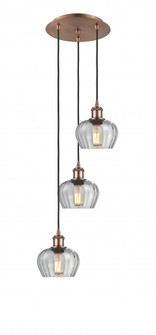 Fenton - 3 Light - 13 inch - Antique Copper - Cord Hung - Multi Pendant (3442|113B-3P-AC-G92)