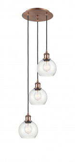 Athens - 3 Light - 12 inch - Antique Copper - Cord Hung - Multi Pendant (3442|113B-3P-AC-G124-6)