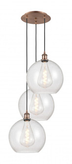 Athens - 3 Light - 18 inch - Antique Copper - Cord Hung - Multi Pendant (3442|113B-3P-AC-G124-12)