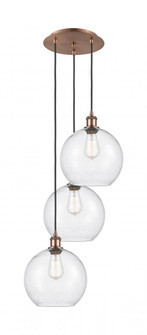 Athens - 3 Light - 17 inch - Antique Copper - Cord Hung - Multi Pendant (3442|113B-3P-AC-G124-10)