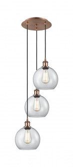 Athens - 3 Light - 15 inch - Antique Copper - Cord Hung - Multi Pendant (3442|113B-3P-AC-G122-8)