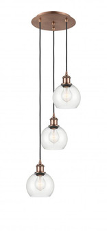 Athens - 3 Light - 12 inch - Antique Copper - Cord Hung - Multi Pendant (3442|113B-3P-AC-G122-6)