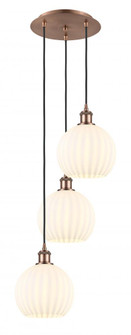 White Venetian - 3 Light - 15 inch - Antique Copper - Cord Hung - Multi Pendant (3442|113B-3P-AC-G1217-8WV)