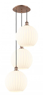 White Venetian - 3 Light - 19 inch - Antique Copper - Cord Hung - Multi Pendant (3442|113B-3P-AC-G1217-12WV)