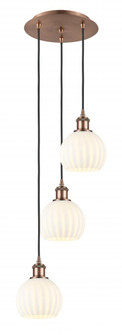 White Venetian - 3 Light - 13 inch - Antique Copper - Cord Hung - Multi Pendant (3442|113B-3P-AC-G1217-6WV)