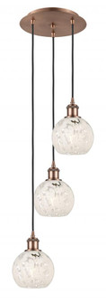 White Mouchette - 3 Light - 13 inch - Antique Copper - Cord Hung - Multi Pendant (3442|113B-3P-AC-G1216-6WM)