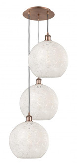 White Mouchette - 3 Light - 19 inch - Antique Copper - Cord Hung - Multi Pendant (3442|113B-3P-AC-G1216-12WM)