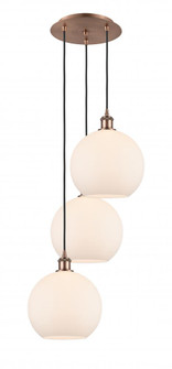 Athens - 3 Light - 17 inch - Antique Copper - Cord Hung - Multi Pendant (3442|113B-3P-AC-G121-10)