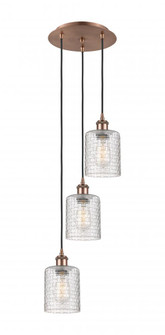 Cobbleskill - 3 Light - 12 inch - Antique Copper - Cord Hung - Multi Pendant (3442|113B-3P-AC-G112C-5CL)