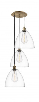 Bristol - 3 Light - 19 inch - Antique Brass - Cord Hung - Multi Pendant (3442|113B-3P-AB-GBD-122)