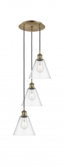 Berkshire - 3 Light - 15 inch - Antique Brass - Cord Hung - Multi Pendant (3442|113B-3P-AB-GBC-82)