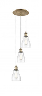Ellery - 3 Light - 12 inch - Antique Brass - Cord Hung - Multi Pendant (3442|113B-3P-AB-G394)