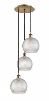 Athens - 3 Light - 15 inch - Antique Brass - Cord Hung - Multi Pendant (3442|113B-3P-AB-G122C-8CL)