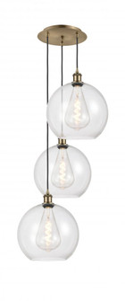 Athens - 3 Light - 18 inch - Antique Brass - Cord Hung - Multi Pendant (3442|113B-3P-AB-G122-12)