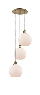 Athens - 3 Light - 15 inch - Antique Brass - Cord Hung - Multi Pendant (3442|113B-3P-AB-G121-8)