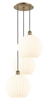 White Venetian - 3 Light - 19 inch - Antique Brass - Cord Hung - Multi Pendant (3442|113B-3P-AB-G1217-12WV)