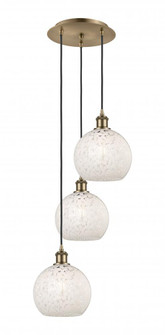 White Mouchette - 3 Light - 15 inch - Antique Brass - Cord Hung - Multi Pendant (3442|113B-3P-AB-G1216-8WM)