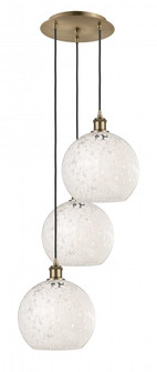 White Mouchette - 3 Light - 17 inch - Antique Brass - Cord Hung - Multi Pendant (3442|113B-3P-AB-G1216-10WM)